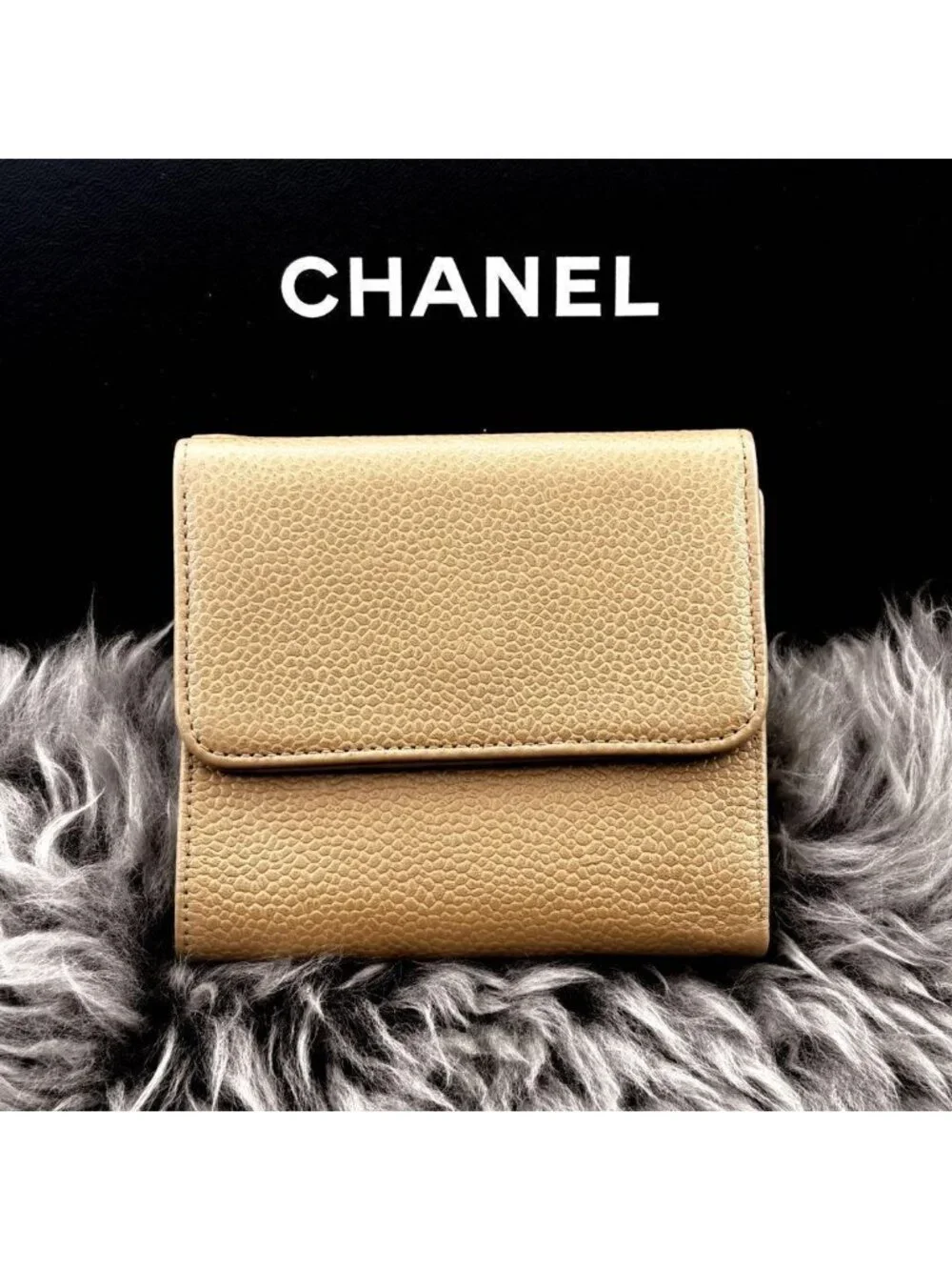 Chanel Wallet Coco Stitch Caviar Snap Trifold